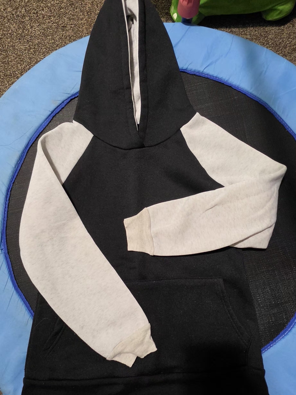 Womans Black & Light Gray Hooded Pullover Sweatshirt